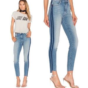 MOTHER The‎ Stunner Zip Ankle Step Fray Jean in Light Kitty Racer